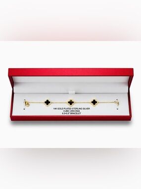 Rachel Zoe Clover Bracelet 14K Gold Plated Sterling Silver (New In Box)